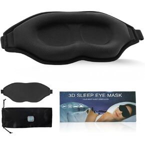 Gravity Sleep Eye Mask Deep Eye Sockets Zero Eye Pressure 3D Contoured Eye Mask, 99.9% Light Blocking Night Blindfold, Soft Eye Shade Cover for Travel, Naps, Meditation, Black weighted 130g