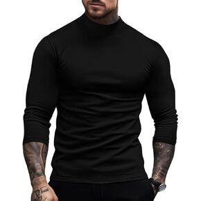 Mens Turtleneck Shirt Slim Fit Lightweight Thermal Undershirt Long Sleeve Mock Turtle Neck Sweater Pullover Top