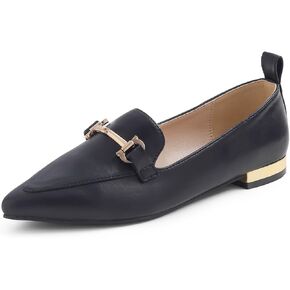 FEVERSOLE Women's Loafer Flat Pointed Deco Low Heel Fashion Slip On Dress Driving Office Shoes