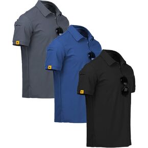 ZITY 3 Pack قميص بولو رجالي بأكمام قصيرة أداء رياضي كاجوال للعمل قمصان جولف للرجال بياقة تكتيكية تي شيرت