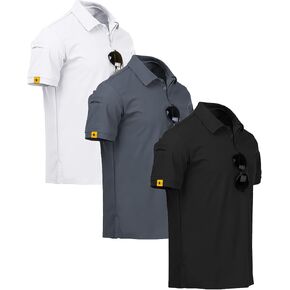 ZITY 3 Pack Mens Polo Shirt Short Sleeve Sports Performance Business Casual Golf Shirts for Men Collared Tactical T-Shirts
