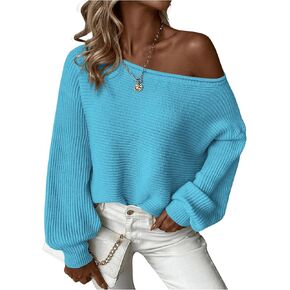 GORGLITTER Women's Off Shoulde Fall Sweater Long Sleeve Oversized Knit Pullover Tops Trending 2024