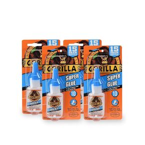 Gorilla Super Glue 15 Gram, Clear, (4 Pack) (7805001-4)