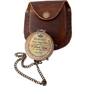Engraved Brass Compass Gift to My Son/Nautical Gift for Son from Dad/Gift to Son from Mom/Gift for Son,Father Son Gift,Mother Son Gift,Love Mom,Son from Mom, Love Dad/with Leather Case