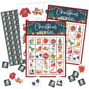 Christmas Bingo Party Games - Christmas Party Games for Women - 24 Players - Christmas Party Supplies Christmas Activities - Party Favor Gifts for Women Family Activities - L535