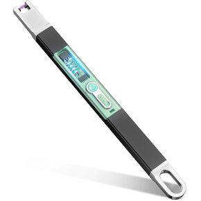 VEHHE Long Lighter, Windproof Pulse Electric Candle Lighter with Transparent Display, USB-C Fast Charging Lighter with Dual Protection System, for Camping BBQ Festivals (Green)