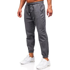Men's Cargo Cotton Pants Elastic Waist Drawstring Casual Hiking Out Pants