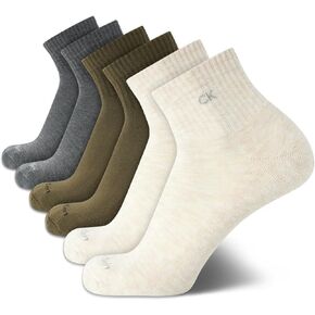 Calvin Klein Men's Quarter Socks - 6 Pack Cushioned Mini Crew Athletic Socks for Men - Breathable Men's Sports Socks (7-12) in Saudi Arabia