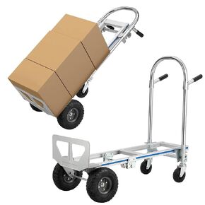 Convertible Hand Truck Dolly Platform Cart, Heavy Duty Industrial Collapsible Cart, Aluminum Dolly Cart with 2 Rubber Wheels & 2 Rotate Wheels for Luggage Moving Warehouse Supermarket in Saudi Arabia
