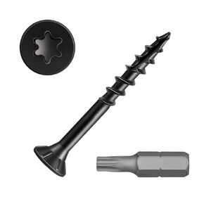 #8 x 1-1/4" Wood Screws, Outdoor Deck Screws with Star Drive, Black Tan Coated Screws for Outdoor Use, Coarse Threads, Self-Tapping, T-25 Drive Bit Included, 100 PCS