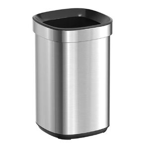 15L/4Gal Stainless Steel Trash Can Without Lid,Open Top Garbage Can for Bathroom,Silver Trash Can for Bedroom,Living Room,Hotel,Office (4GAL)
