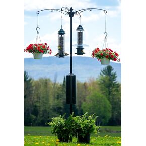 Brome 1143-V01 Raccoon Buster Guardian Pole for Bird Feeders/Planters, w/Bullseye Level and Torque Bar, Heavy Duty, 1.5-inch Diameter, 8ft Installed, Black