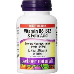 Webber Naturals Vitamin B6, B12 and Folic Acid Tablets, 90 Count