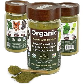 Organic Non-GMO Moringa, Shilajit, Turmeric, Soursop, Gotukola, and Amla Green Juice Blend Powder | 𝗔𝗽𝗽𝗿𝗼𝘅𝗶𝗺𝗮𝘁𝗲𝗹𝘆 𝗮 𝟯-𝗺𝗼𝗻𝘁𝗵 𝘀𝘂𝗽𝗽𝗹𝘆