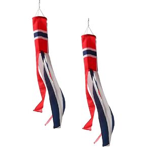 Norway Norwegian Flag WindSock 2 Pack Stripes Wind Socks for Yard and Garden Flag,Front Porch Hanging Waterproof Suitable for Every Season,40Inch.