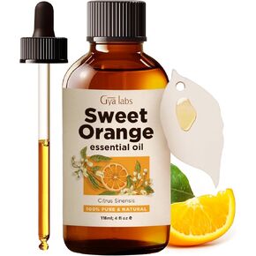 زيت البرتقال الحلو العطري للناشر والبشرة من Gya Labs - حجم كبير 118 مل - زيت برتقال طبيعي نقي 100% للتدليك، معطر هواء معطر، أقراص معطرة للسيارة - زيوت برتقالية حلوة مع بطاقة معطرة in Kuwait