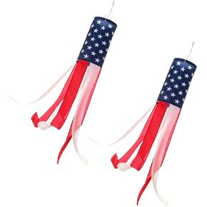 American USA US Flag WindSock 2 Pack Stars & Stripes Wind Socks For Yard And Garden Flag,Front Porch Hanging Waterproof Suitable For Every Season ,40Inch.