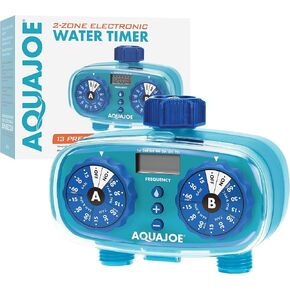 Aqua Joe AJ-ET2Z Easy 2-Zone Electronic Timer w/13 Program Presets, Max Frequency Control, LCD Display