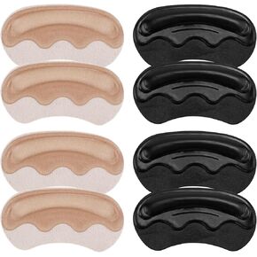 4 Pairs Anti-Wear Heel Pads, Shoe Inserts for Loose Too Big Shoes Self-Adhesive Chamois Nap Back of Heel Grips Liner Cushions Protectors Improved Shoe Fit and Comfort to Decrease Friction Discomfort
