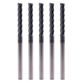 BestParts High Performance 5Pcs Solid Carbide End Mills, AlTiN Coated, 4 Flute, 30 Degree Helix, 3/16" Cutting Diameter, 3/16" Shank Diameter, 1-1/8" Length of Cut, 3" Overall Length, Square end