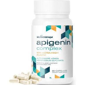 Apigenin Supplement for Sleep - 50mg Apigenin per Capsule with Magnesium Glycinate 275mg L-Theanine 100mg GABA 100mg - 98% Ultra-High Purity - Melatonin Alternative (1 Pack)