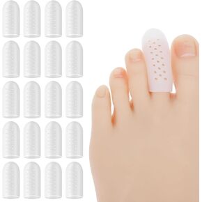 20Pcs Silicone Toe Protectors Breathable Toe Sleeves Toe Protectors Anti-Crossover Toe Covers Anti-Friction Toe Caps Soft Clear Toe Wraps Pinky Toe Protector for Men Women(Small)
