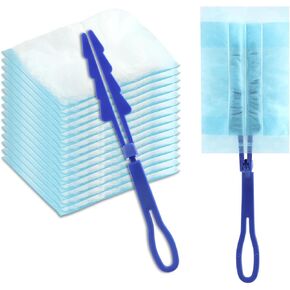 30 Count Duster Refill, 180 Dusters Heavy Duty Refills, Multi-Surface Duster Electrostatic Replacement Head with Foldable Handle, Disposable Duster Heads for Home Office Furniture(Blue)
