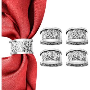 Golden Crystal Glass Napkin Rings Set of 6PCS,Diamond Napkin Rings for Holiday Christmas Thanksgiving Farmhouse Napkin Rings Table Decorations,Weddings Party,Anniversary,Romantic Candlelight Dinner