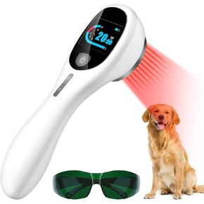 Cold Laser Therapy Device with LED Display Human/Vet Red Light Therapy Device Targets Joint and Muscles for Elbows, Knees, Shoulders, Hands (4x808nm +14X650nm)