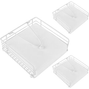 3 Pack Napkin Holder for Table with Weighted Arm, Modern Flat Napkin Holder Metal Square Paper Napkin Holders for Kitchen, Restaurant, Dinner, Outdoor, White