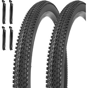 2 Pack Bike Tires 26 * 1.95 inch /54-559 mm or 26 * 2.125 inch /57-559 mm Bicycle Folding Tires with 4 Tire Levers Bicycle Replacement Kit for Mountain Hybrid City Bike