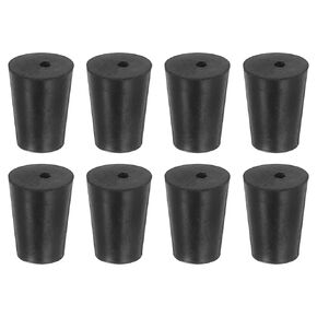 uxcell 8 Pcs 1-Hole Rubber Stopper, Tapered Lab Seal Tube Stopper Plug for Test Tube Flasks Glass Containers Industry and Laboratories, 26x20x25mm Black