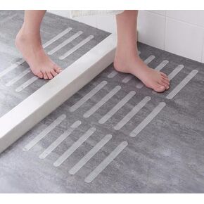 Clear Anti Slip Tape for Bathroom, Safety Shower Treads Stickers, Transparent Grip Tape Non-Slip Adhesive Tape for Shower,Tub,Steps, Floor-Strength Adhesive Grip Appliques (0.8 inch x 9.8 inch 24pcs)