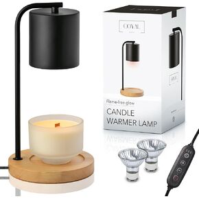 Candle Warmer Lamp with Timer, Dimmer & 2 Bulbs - Wax Candle Lamp Warmer, Electric Candle Warmers, Lamp Candle Warmer for Jar Candles, Candle Light Warmer, Home Decor Aesthetic | Black