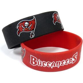 Aminco NFL Tampa Bay Buccaneers Wide Bracelet, 2-Pack, Red, 4