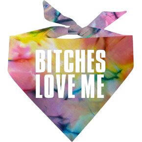 B*tches Love Me Funny Dog Bandana (Red Scrunch, OS 317)