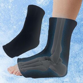 Ankle Ice Pack Wrap for Swelling, Reusable Ankle Ice Pack for Sprained Ankle Injuries, Cold Therapy Sock Compression, Plantar Fasciitis Relief, Achilles Tendonitis, Sore Feet, Foot & Heel (Large Size)