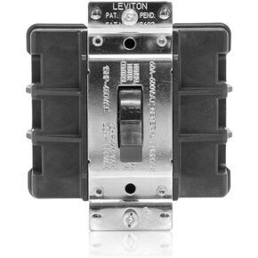 Leviton MS602-BW 60 Amp, 600 Volt, 2-Pole, Single Phase Single Throw, AC Manual Motor Controller, Standard Toggle, Industrial Grade, Non-Grounding, Back Wired, Black