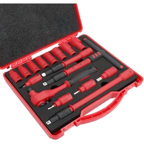 MichaelPro 16-Piece 3/8" Drive VDE Insulated Tools Set with Sockets, Bits Sockets, Wrenches, Ratchet, Electrical Tools | MP005047