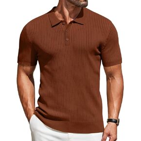 COOFANDY Mens Knit Polo Shirts Short Sleeve Golf Shirts Button Down Casual Polo T Shirts Textured Slim Fit Pullover