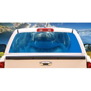 SignMission Shark 1 Rear Window Graphic Decal Tint Film Truck View Thru Vinyl, 22" X 65"