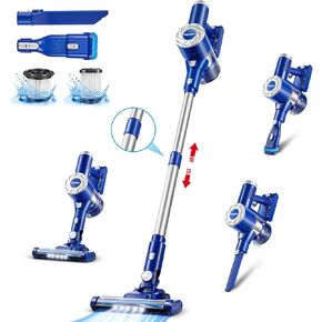 MOOLAN Cordless Vacuum Cleaner, 6 in 1 Lightweight Vacuum with Powerful Suction Rechargeable Battery 20min Runtime 180° Rotating Roller Brush for Home Hardwood Floor