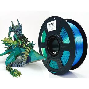 PLA 3D Printer Filament,Tri-Color Co Extrusion,Green-Blue-Gold,Galaxy Glitter Green Silk Blue Silk Gold,Diameter 1.75mm Accuracy +/-0.05mm Net Weight 1kg(2.2lbs)