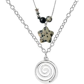 2 Pcs Y2k Accessories Y2k Star Necklace Swirl Necklace Grunge Necklace Y2k Necklaces for Women Gothic Necklace Grunge Jewelry Aesthetic Accessories Y2k Jewelry for Women Men