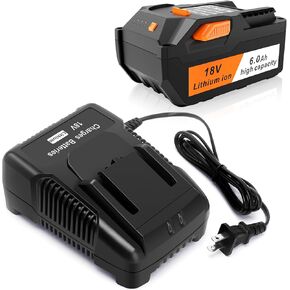 TREE.NB 2 Pack 6.0Ah 18V Battery Replacement for Ridgid Power Tool Battery with 18V Fast Charger Compatible R840087, R840083, R840085, R840086, AC840089, AC840085, AC840086, AC840087P