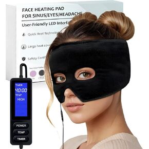 Sinus Relief Mask with Moist Heat –Ex-Large Mask Electric Face Heating Pad for Sinus Pressure Relief, Soothing Heated Therapy for Sinusitis, Allergies & Congestion, Sinus Headaches, Lavender Scent