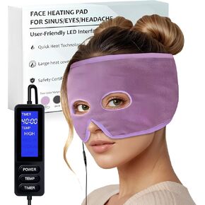 Sinus Relief Mask with Moist Heat –Ex-Large Mask Electric Face Heating Pad for Sinus Pressure Relief, Soothing Heated Therapy for Sinusitis, Allergies & Congestion, Sinus Headaches, Lavender Scent