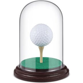 Golf Ball Display Case Acrylic Golfball Memorabilia Display Holder with Wood Base Clear Dust Protection Transparent Storage Box for Single Golfball Baseball Golf Ball Case