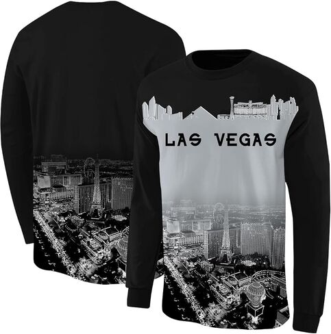 Podseacost Football Long Sleeves T-Shirts for Men City Night Skyline Silhouette Shirt Clothing Football Fans in Saudi Arabia