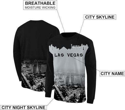 Podseacost Football Long Sleeves T-Shirts for Men City Night Skyline Silhouette Shirt Clothing Football Fans in Saudi Arabia